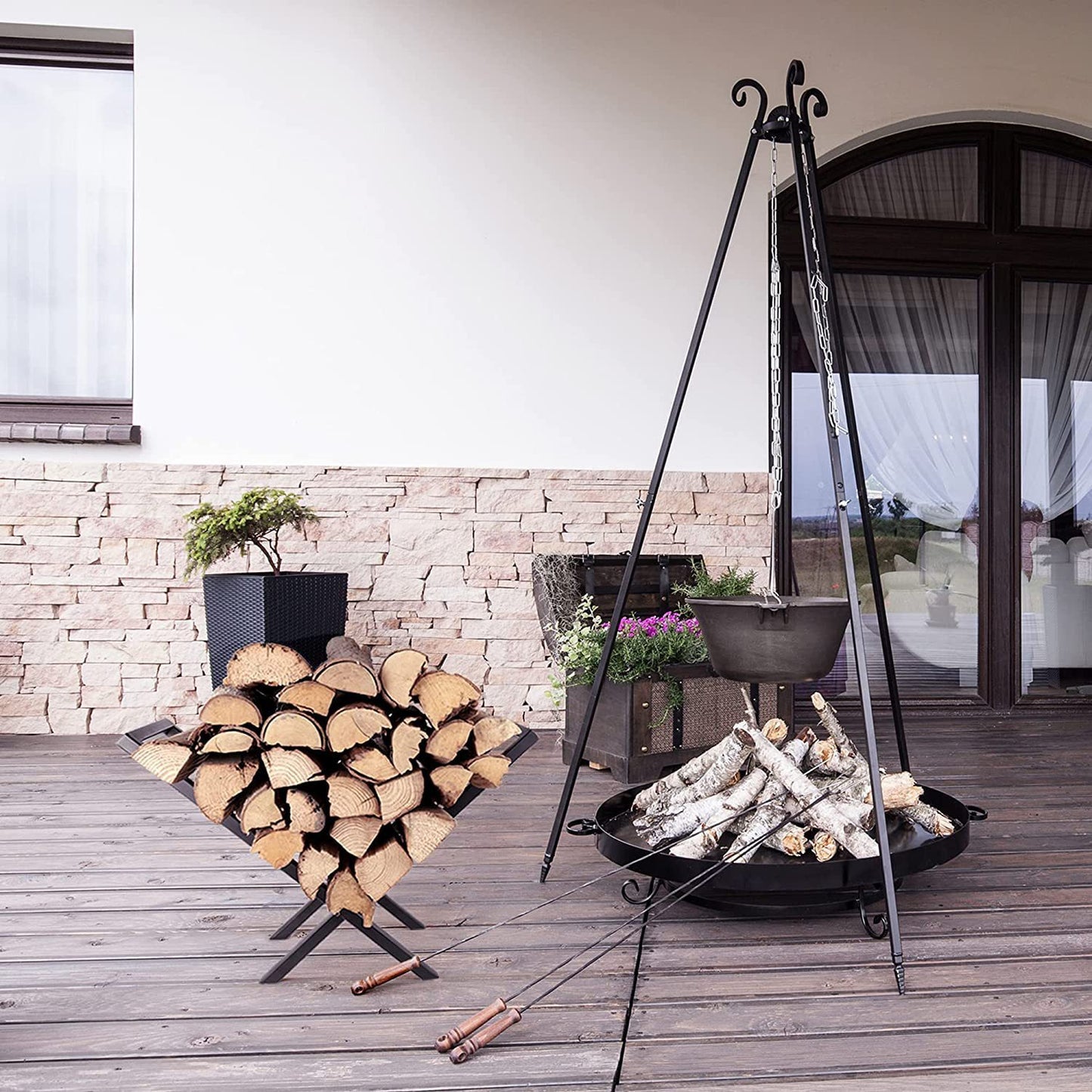 New Simple Heavy Duty Firewood Rack Outdoor Indoor Fireplace The Wood Frame