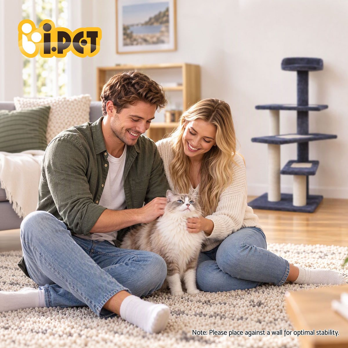 100cm Cat Tree Scratching Post Tower with Plush Bed – Grey