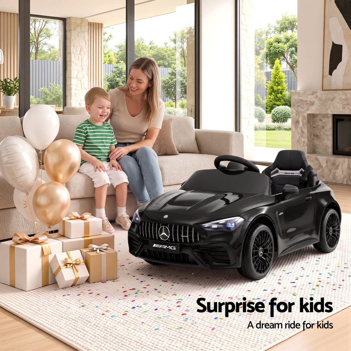Kids Electric Ride On Car – Mercedes-Benz AMG C63 12V, Black