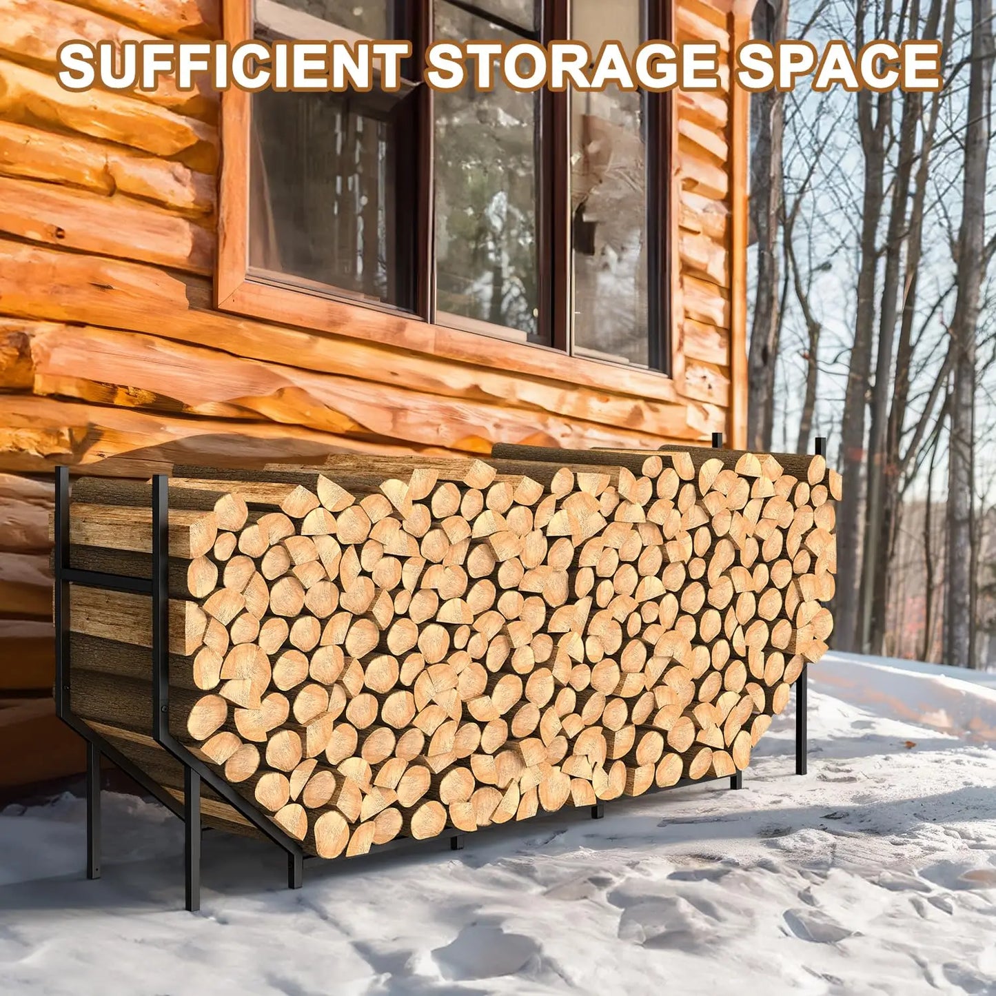5.9ft Outdoor Indoor Heavy Duty Metal Firewood Rack Holder,Adjustable Stacker Fireplace Organizer Log Storage All Seasons 