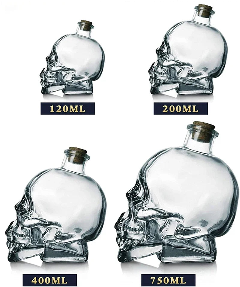 Skull Mason Jar for Vodka Skull Decanter, Lead-Free Glass Crystal 3D Skull Bottle with Cork Stopper