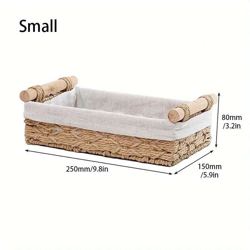 1pc Bathroom and Kitchen Basket - Small Wicker Organizer for Countertops - Round Paper Rope Butter Butter container ceramic