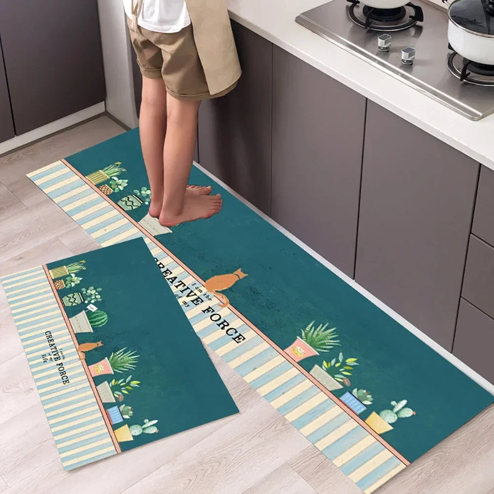 Simple Kitchen Mat Foot Mats Long Area Rugs Crystal Velvet Carpet for Living Room Absorbent Foot Mats Bedroom Doormat