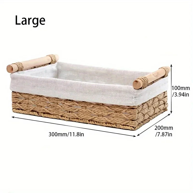 1pc Bathroom and Kitchen Basket - Small Wicker Organizer for Countertops - Round Paper Rope Butter Butter container ceramic