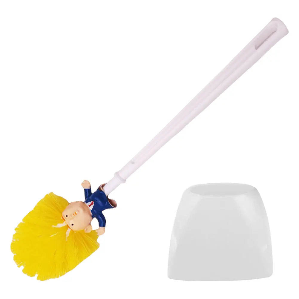 Funny Toilet Cleaning Brush Novelty Donald Bathroom Toilet Brush with Holder Toilet Bowl Brush Gift Household Accessories