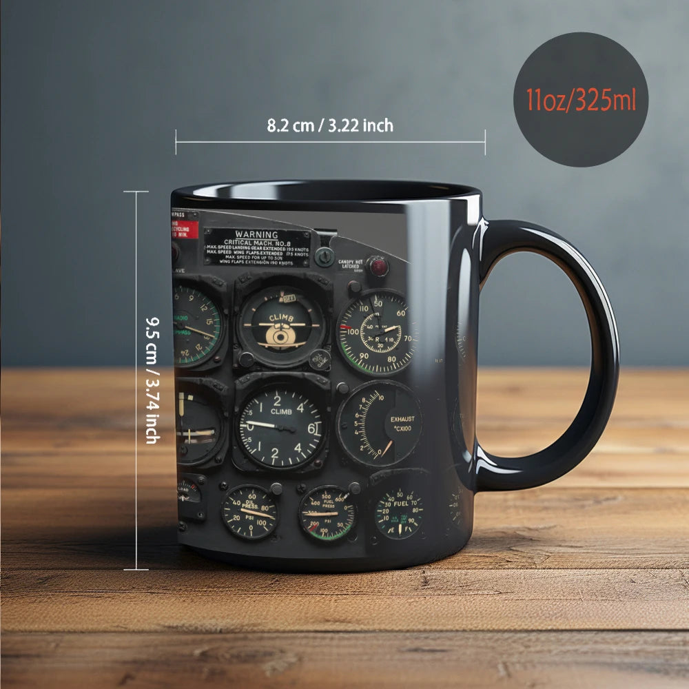 Aerospace aircraft various instrument panels coffee mug black ceramic coffee mug astronaut friend gift