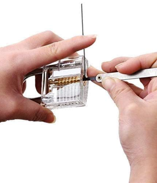 Locksmith Hand Tools Set Transparent Visible Cutaway Practice Padlock With Broken Key Removing Hooks 15pcs set