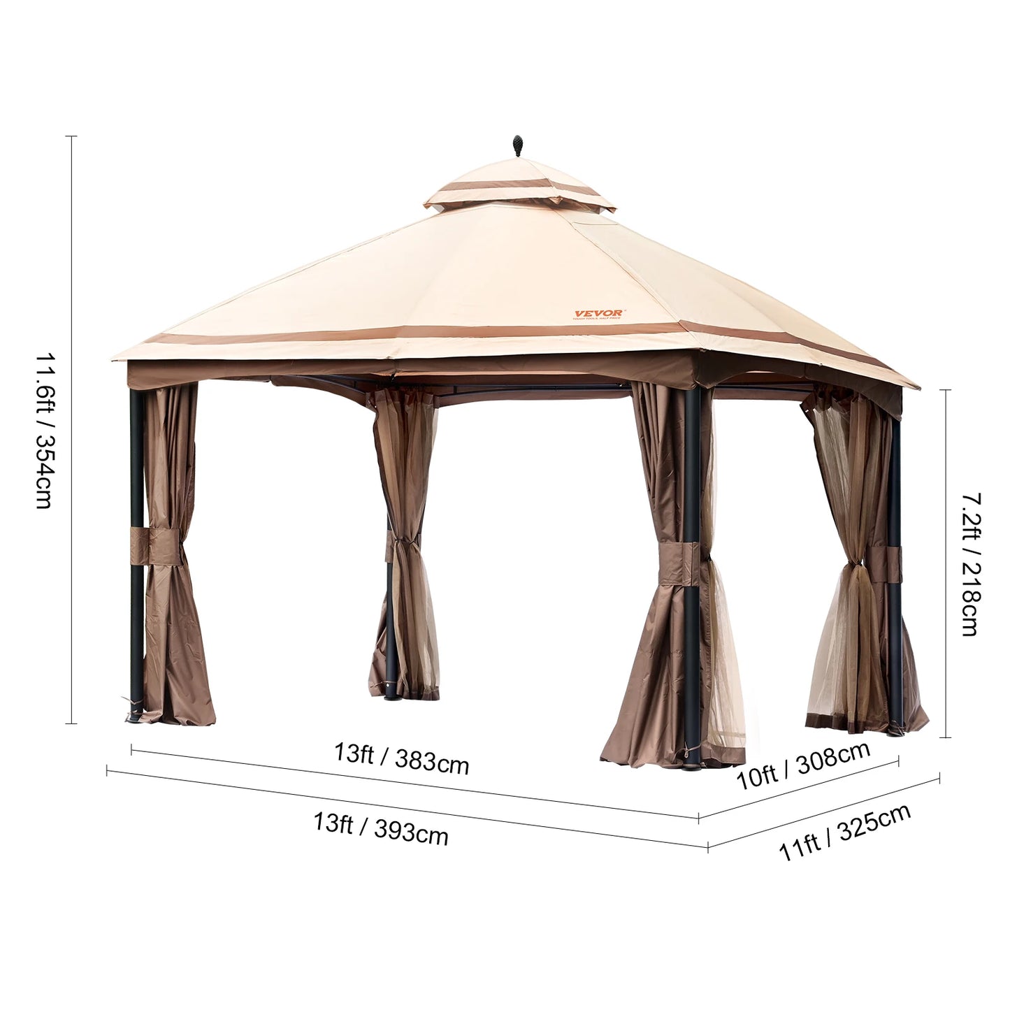 11x11ft/10x10ft/10x13ft Portable Gazebo PU Coated 250D Garden Market Waterproof Collapsible Canopy Party Tent for Outdoor