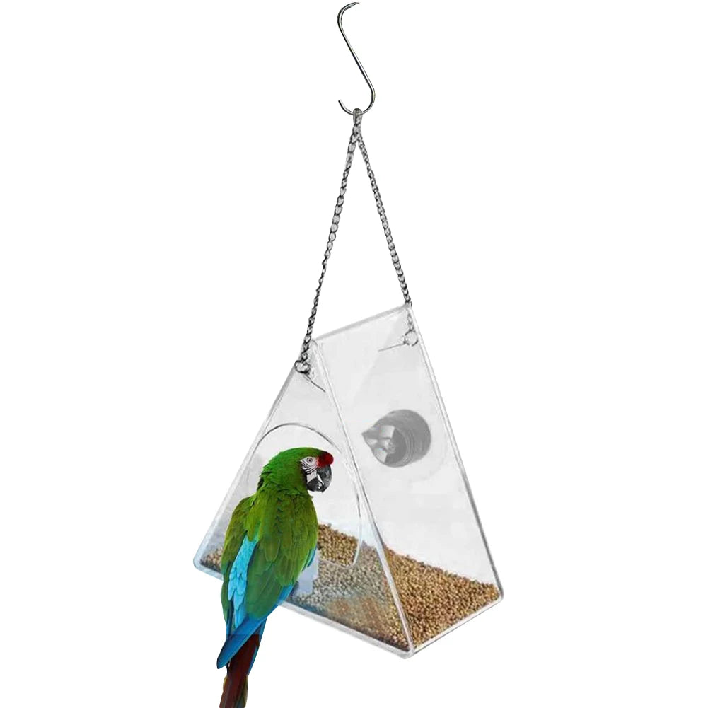 Smart Bird Feeder Acrylic with Camera Bird House Pet Feeder Transparent 1080P HD Easy Installation for Outdoor Garden