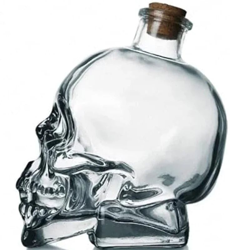 Skull Mason Jar for Vodka Skull Decanter, Lead-Free Glass Crystal 3D Skull Bottle with Cork Stopper