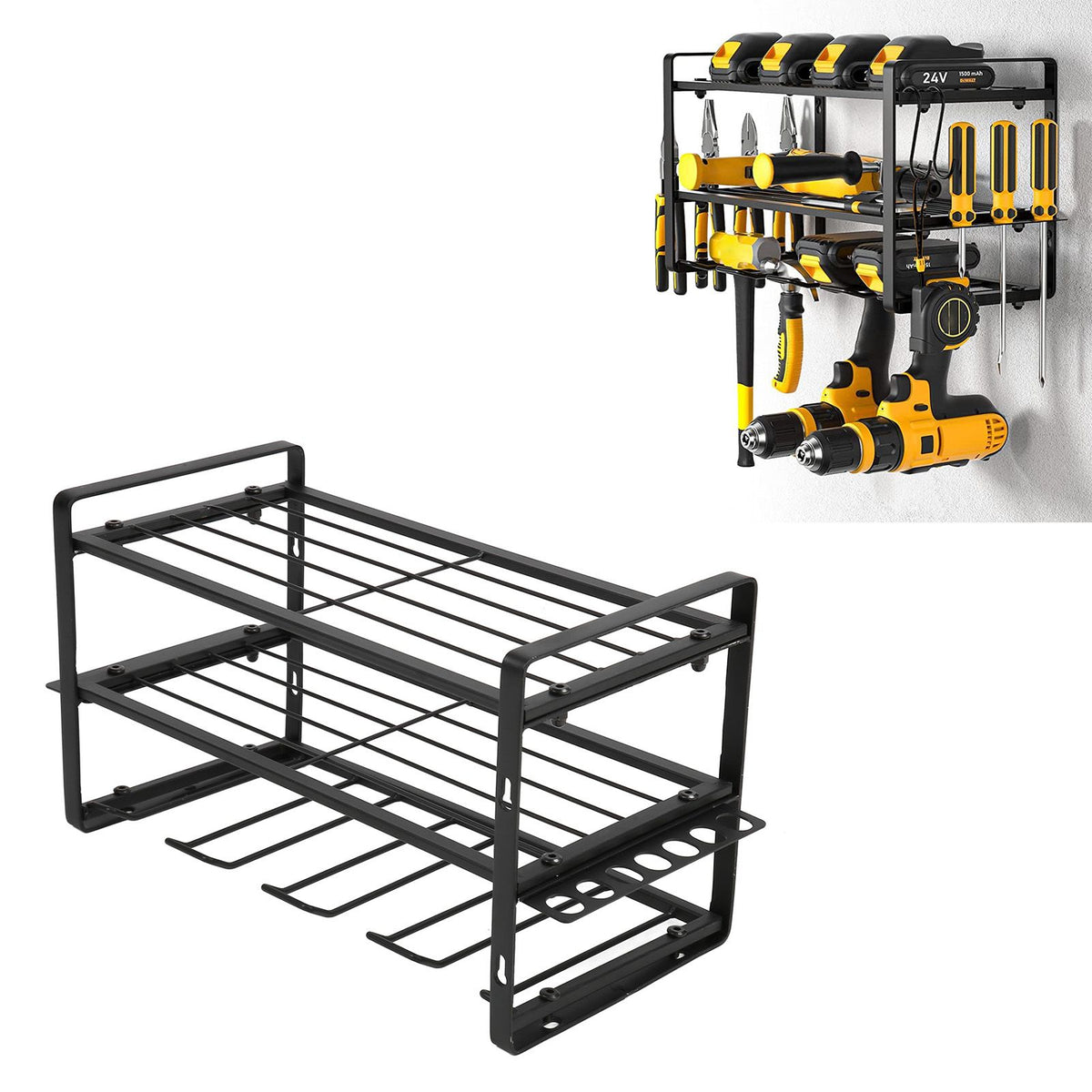 Wall Mount Drill Organiser – Black, 150lb Load Bearing