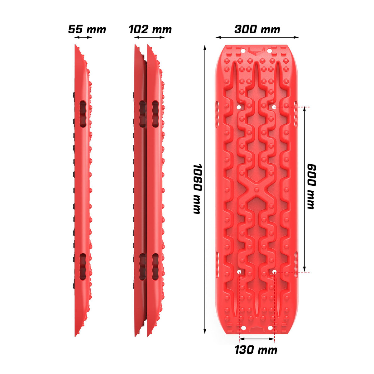 Recovery Tracks Kit with Carry Bag and Mounting Pins – 10T, Red