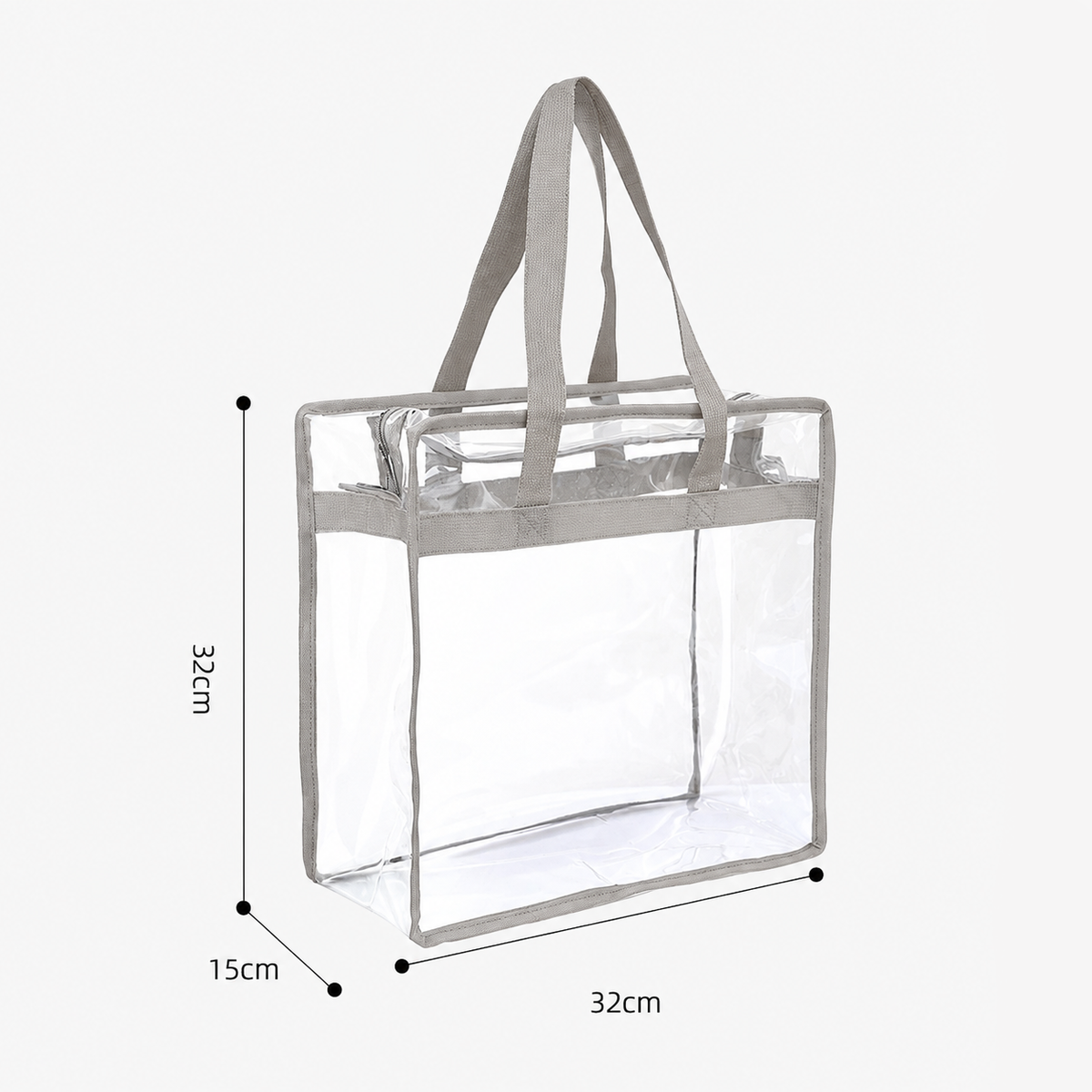 Clear PVC Beach Tote Bag 32x32x15cm – Grey