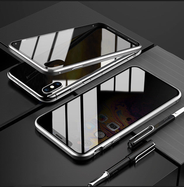 Coque de téléphone anti-espionnage, étui de protection magnétique en verre de confidentialité pour iPhone