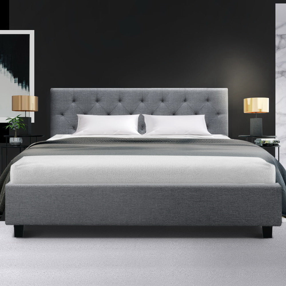 Bed Frame Fabric- Grey Queen