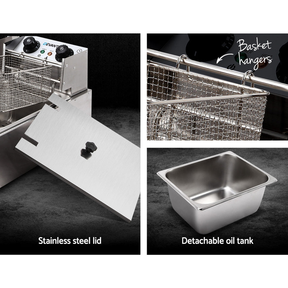 Electric Commercial Deep Fryer Twin Frying Basket Chip Cooker Kitchen