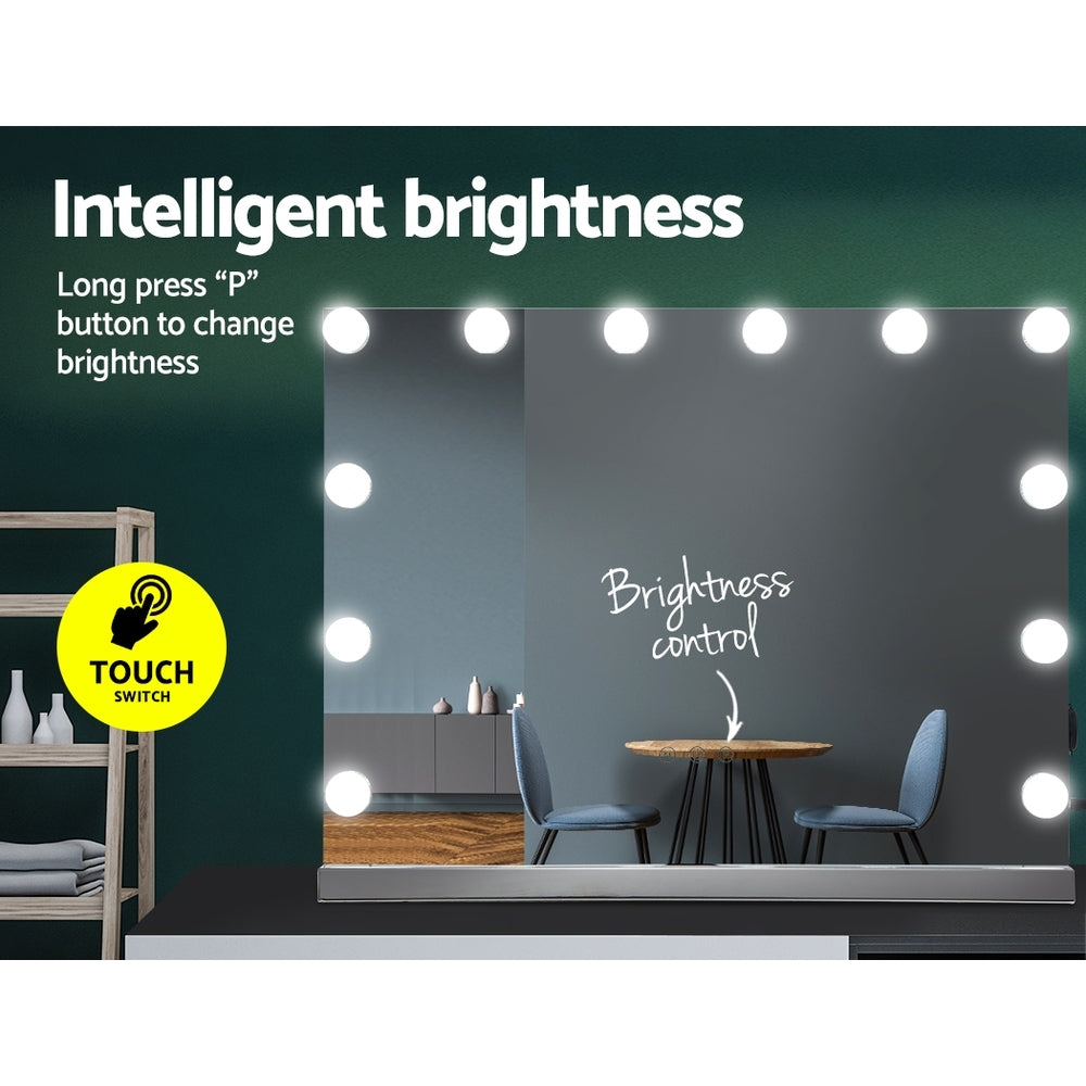 Miroir de Maquillage Hollywood Sans Cadre avec 15 Lumières LED 58cm x 46cm