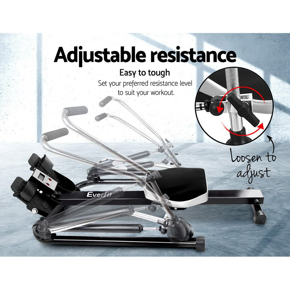 Rowing Exercise Machine Rower Hydraulic Resistance Fitness Gym Cardio