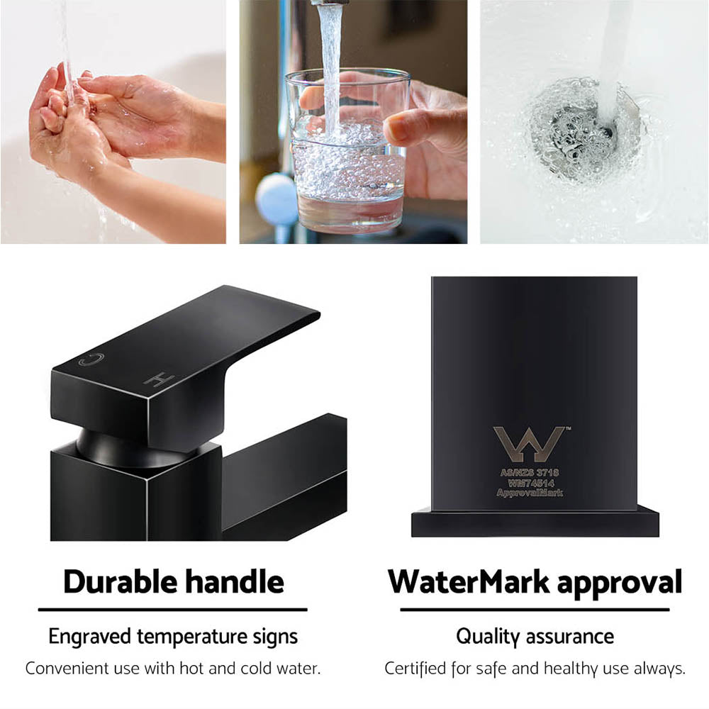 Mélangeur Lavabo Salle de Bain Mitigeur Carré Haut Robinet Vasque Linge Noir