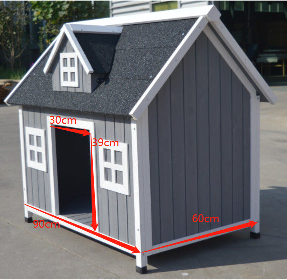 Grey Large Timber Pet Dog Puppy Wooden Cabin Kennel Timber House