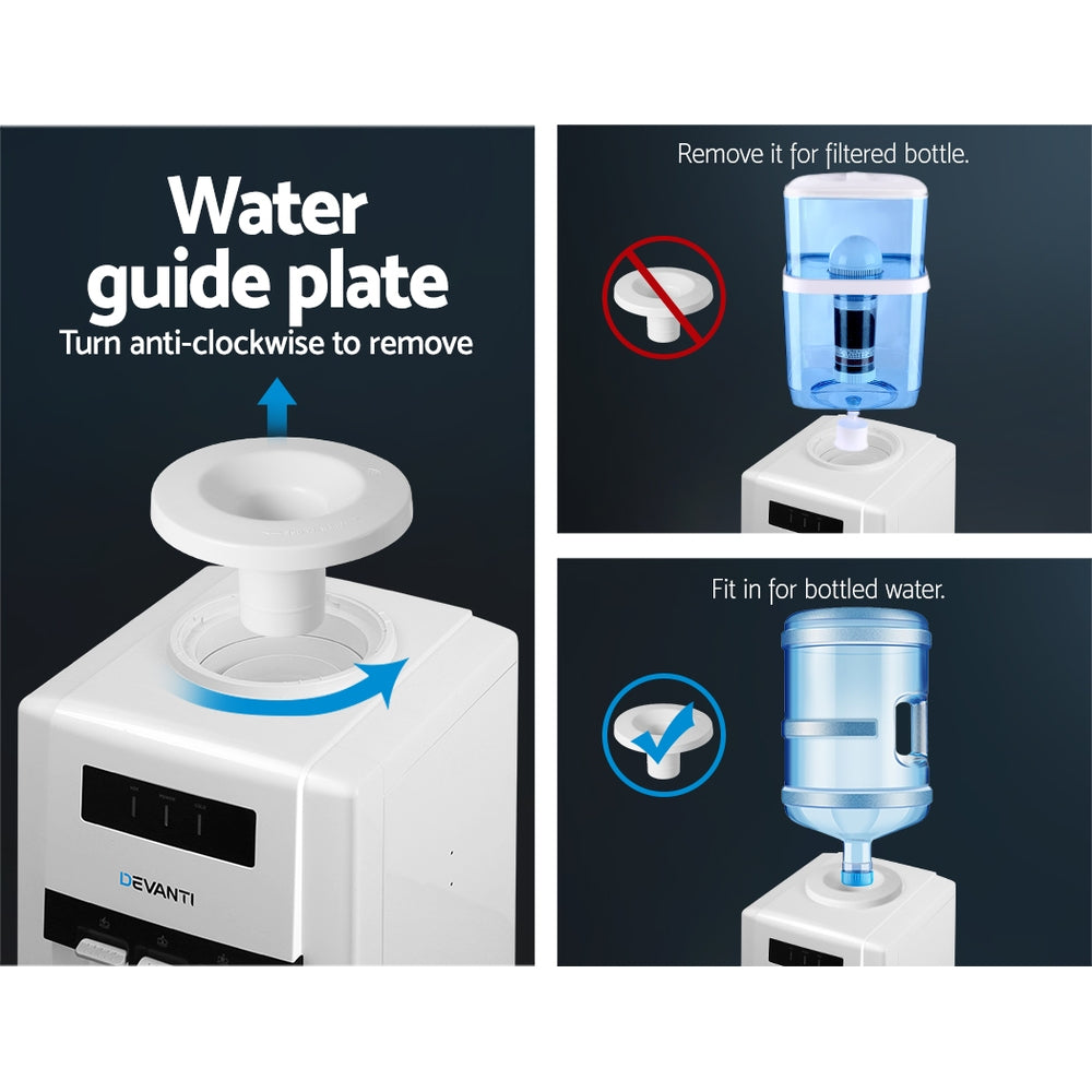 Distributeur d'eau de comptoir 22L, purificateur chaud et froid, trois robinets avec 2 filtres de rechange