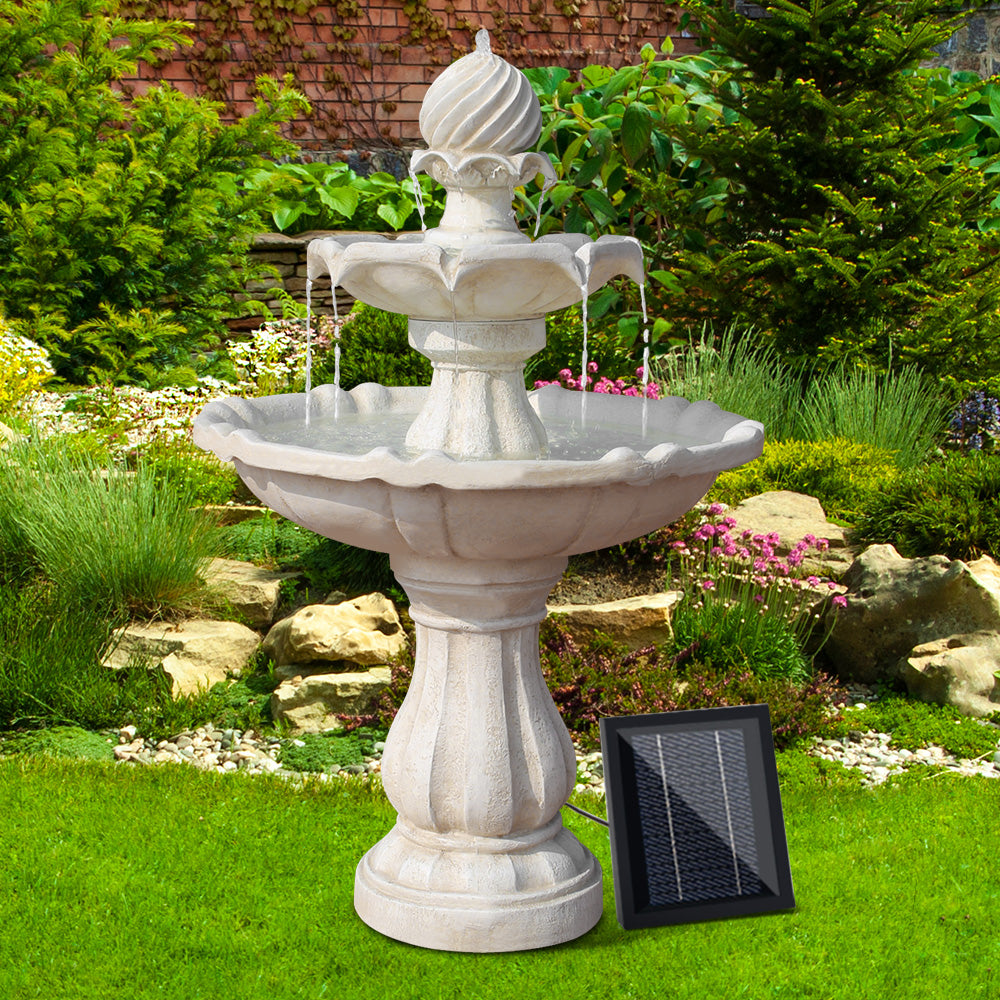 Solar powered garden water fountain