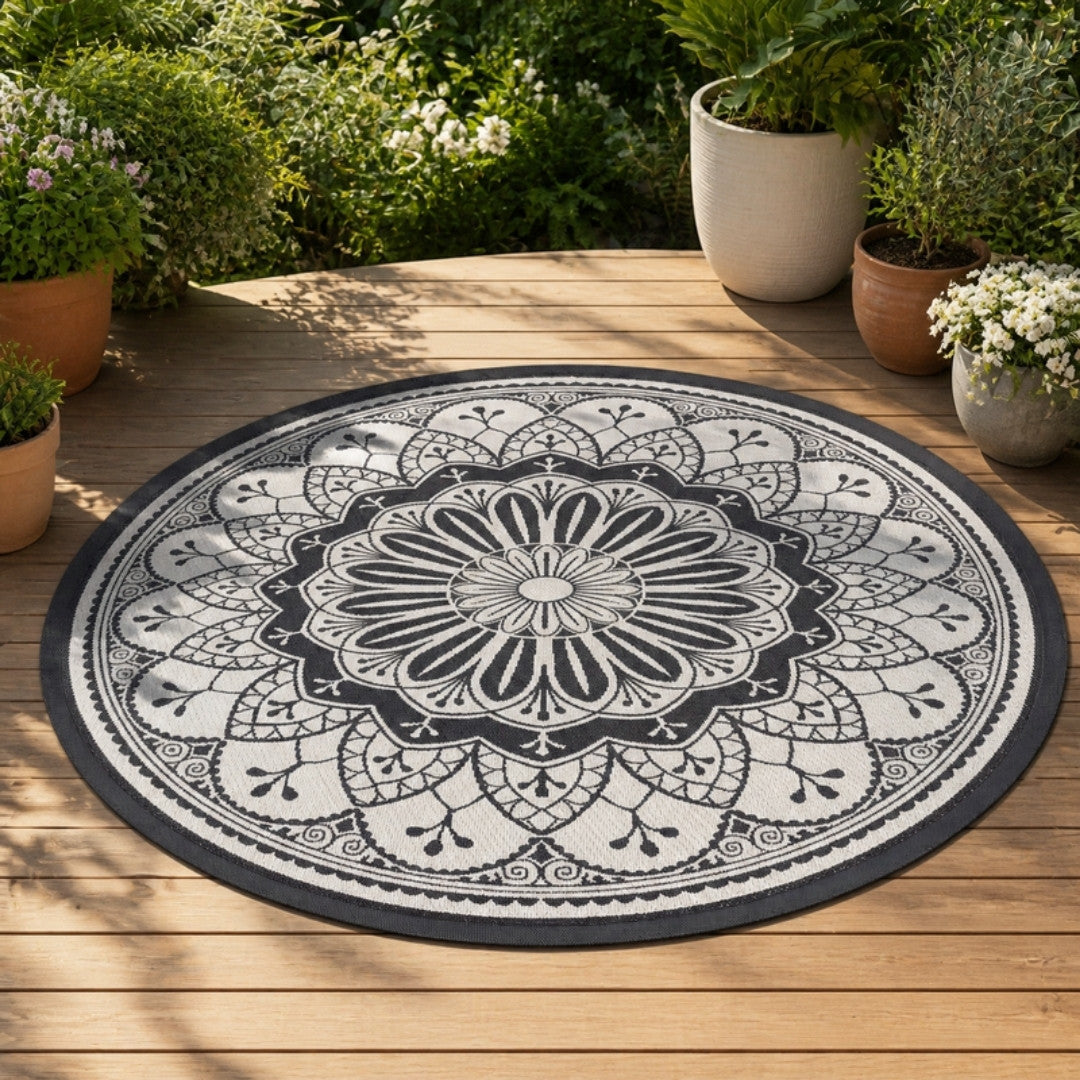 180cm Round Reversible Outdoor Rug