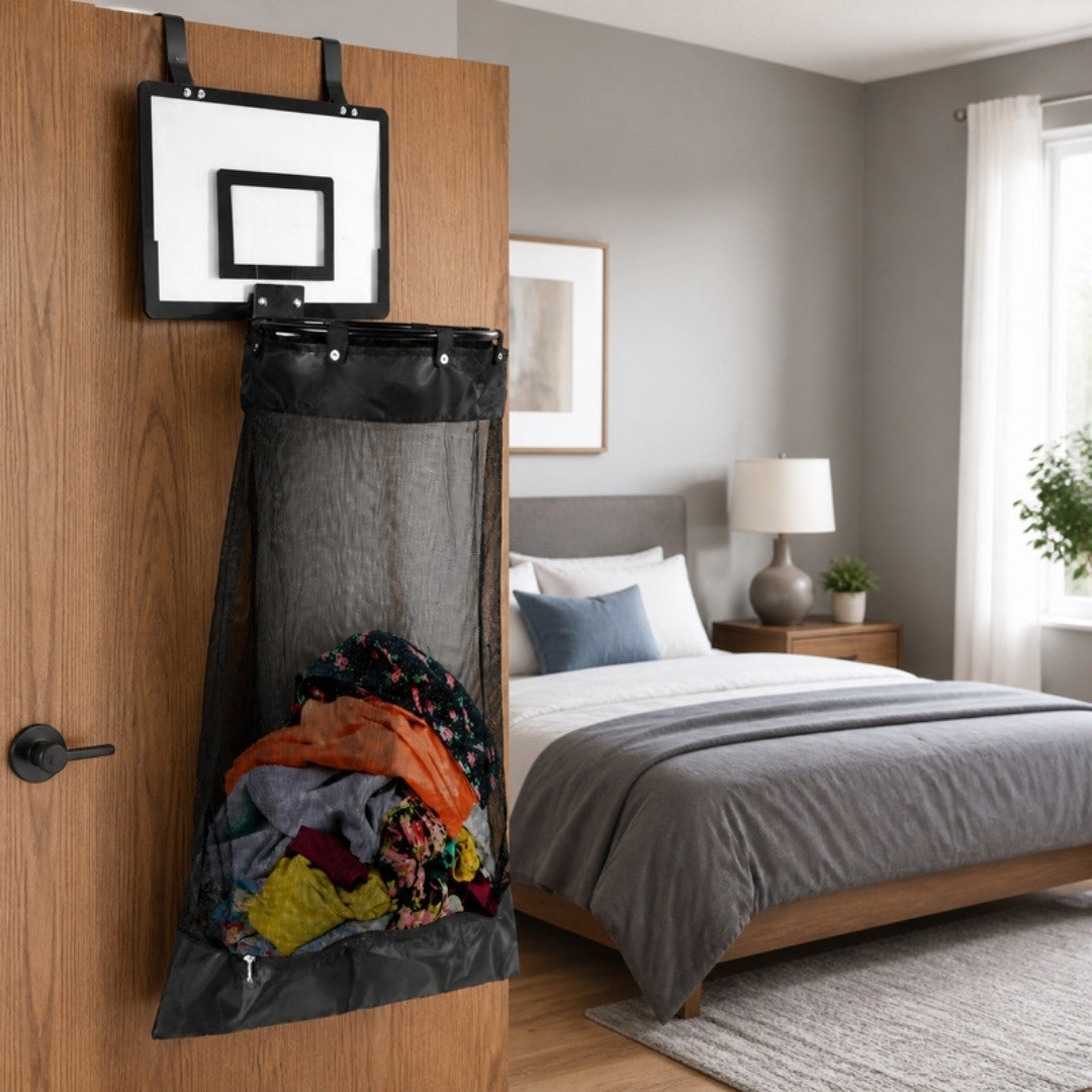 Over-the-Door Basketball Laundry Hamper