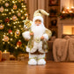 12 inch standing Santa Claus figurine in a cosy Christmas living room