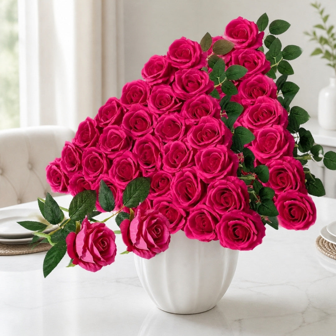 Pink silk rose bouquet