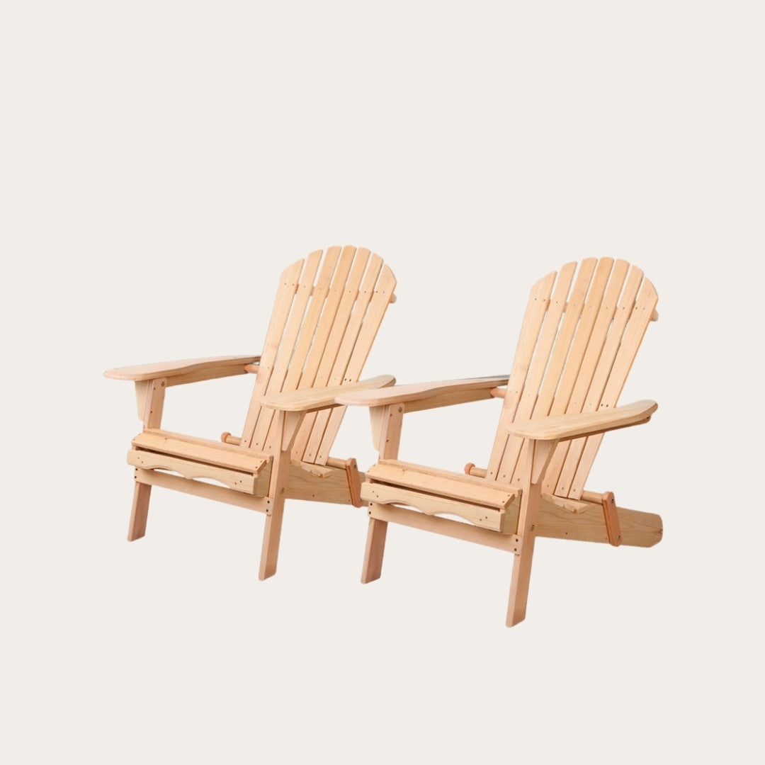 Set of 2 wooden Adirondack outdoor chairs