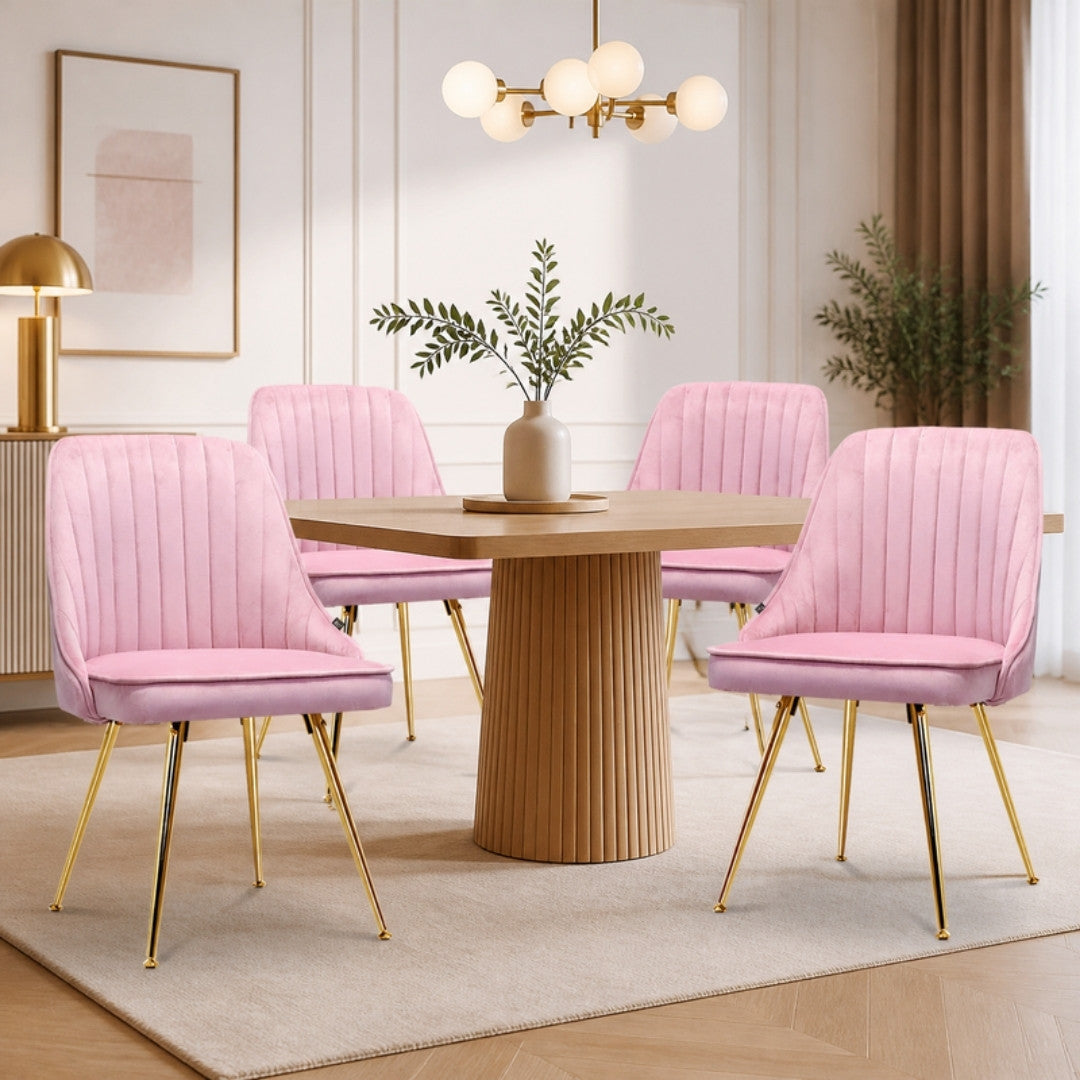 Pink velvet dining chairs