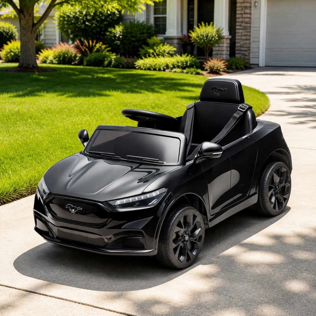 Kids 12V Ford ride on sports car on a driveway