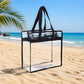 Clear PVC beach tote bag black