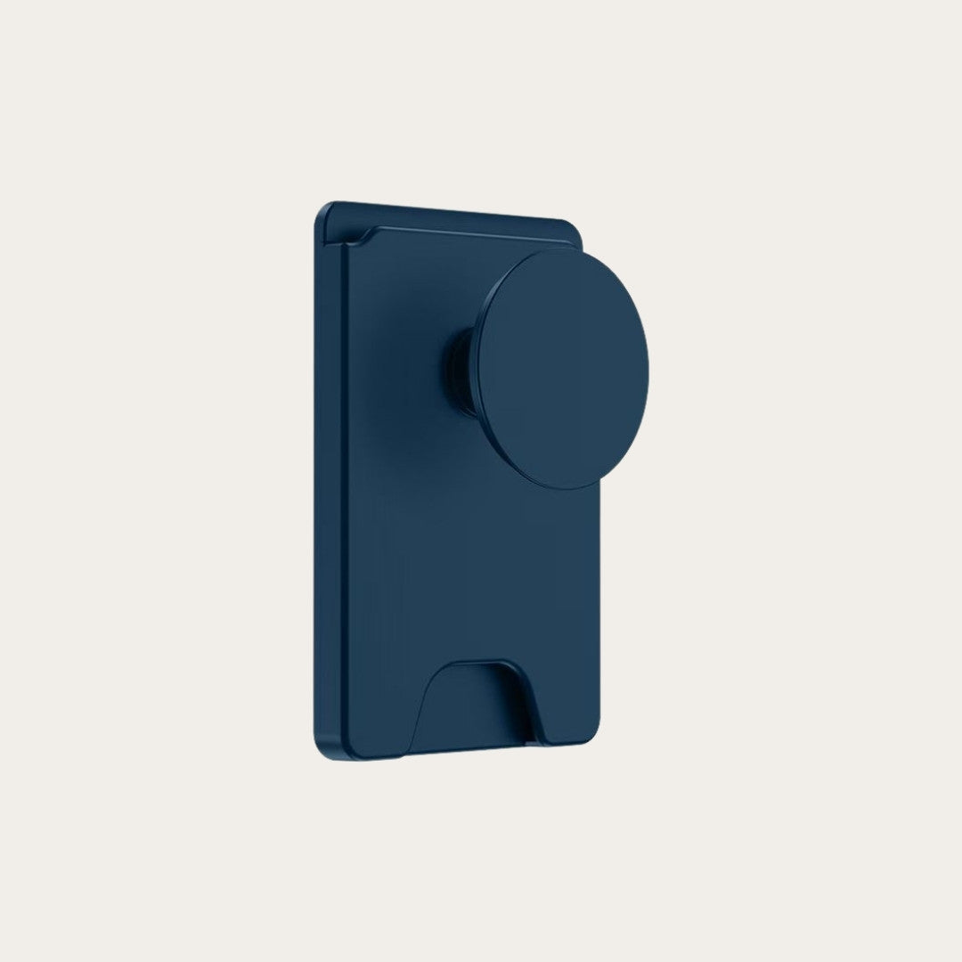 Magnetic card wallet with pop stand navy