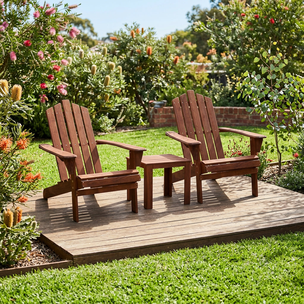 3 piece Adirondack outdoor table and chairs set