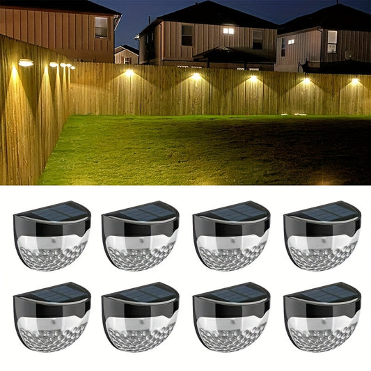 5pcs/Set Solar Fence Light Outdoor, Light Control Induction Courtyard Decoration, Solar Fence Wall Lamps Semi-circular Energy-saving Street Light, Suitable For Courtyard Exterior Wall Lighting, Solar Lights For Outside, Warm/