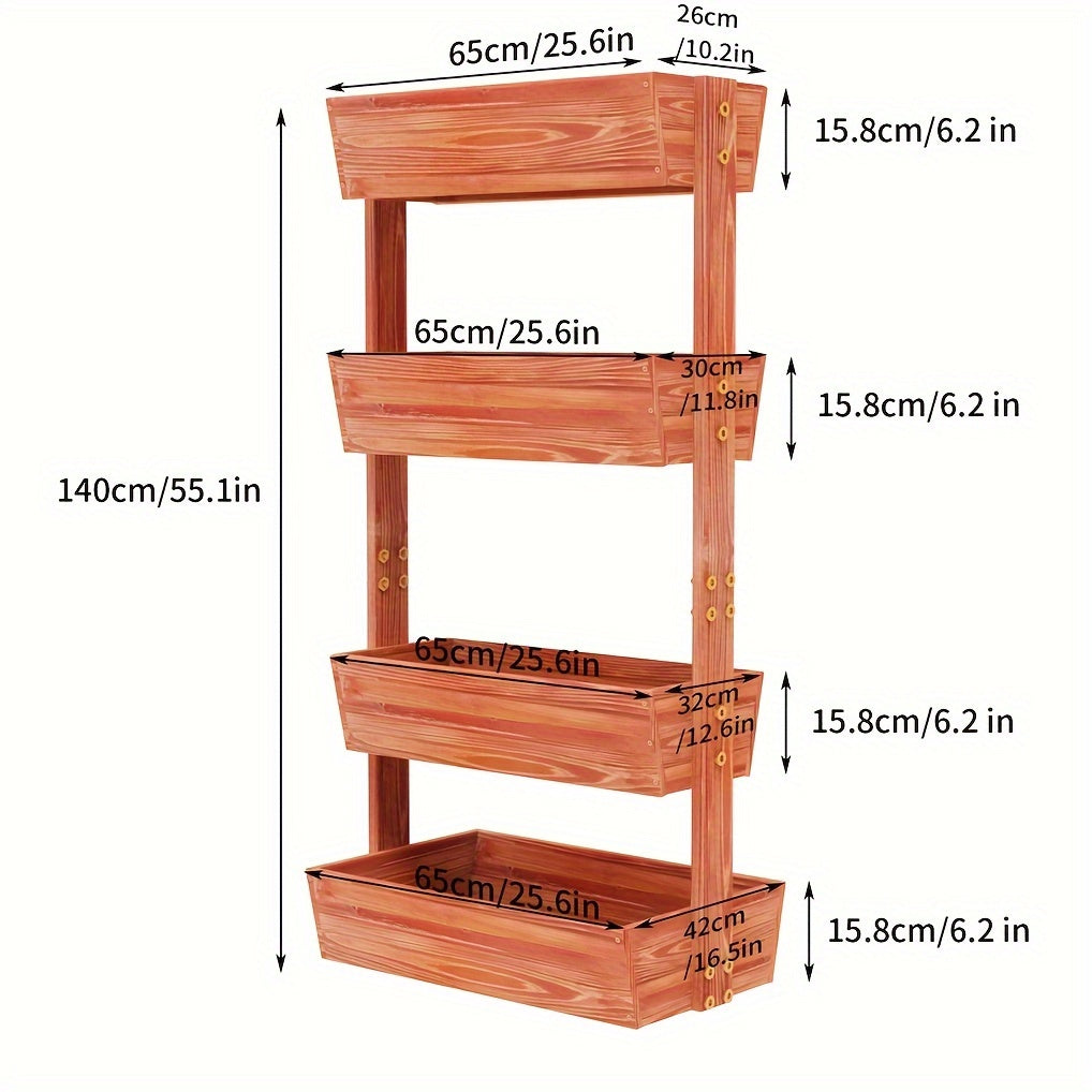 4 Tiers Vertical Raised Garden Bed Outdoor Garden Stand Planter Bed with 4 Container Boxes for Patio Balcony Herbs and Veges