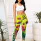 Yellow Cartoon Printed Sports Slim-fitting Leggings