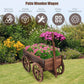 1pc  Wooden Garden Wagon Planter - Classic Outdoor Cart with 4 Wheels, Durable Hunting Tree Stand Accessory, Brown Fir Wood Construction, Ideal for Patio & Lawn Decoration