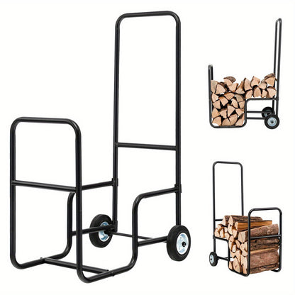 Firewood Rack Storage Mover Fire Wood Organiser Cart Firewood Log Dolly Rolling