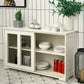 Kitchen Sideboard Wooden Buffet Storage Cabinet w/ Adjustable Shelf & Sliding Doors for Kitchen Dining Living Room, White