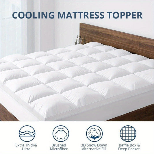 1PC Mattress Topper for Back Pain Relief, Extra Thick Mattress Pad Pillowtop, Soft Mattress Protector Cover with 8"-18" Deep Pocket, Overfilled Down Alternative Filling (White, Single, Double, Queen, King)