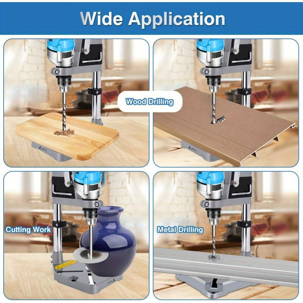 Drill Press Stand, Universal Bench Clamp Desktop Drill Holder Workbench Repair Tool with Single Hole Aluminum Heavy-duty Base