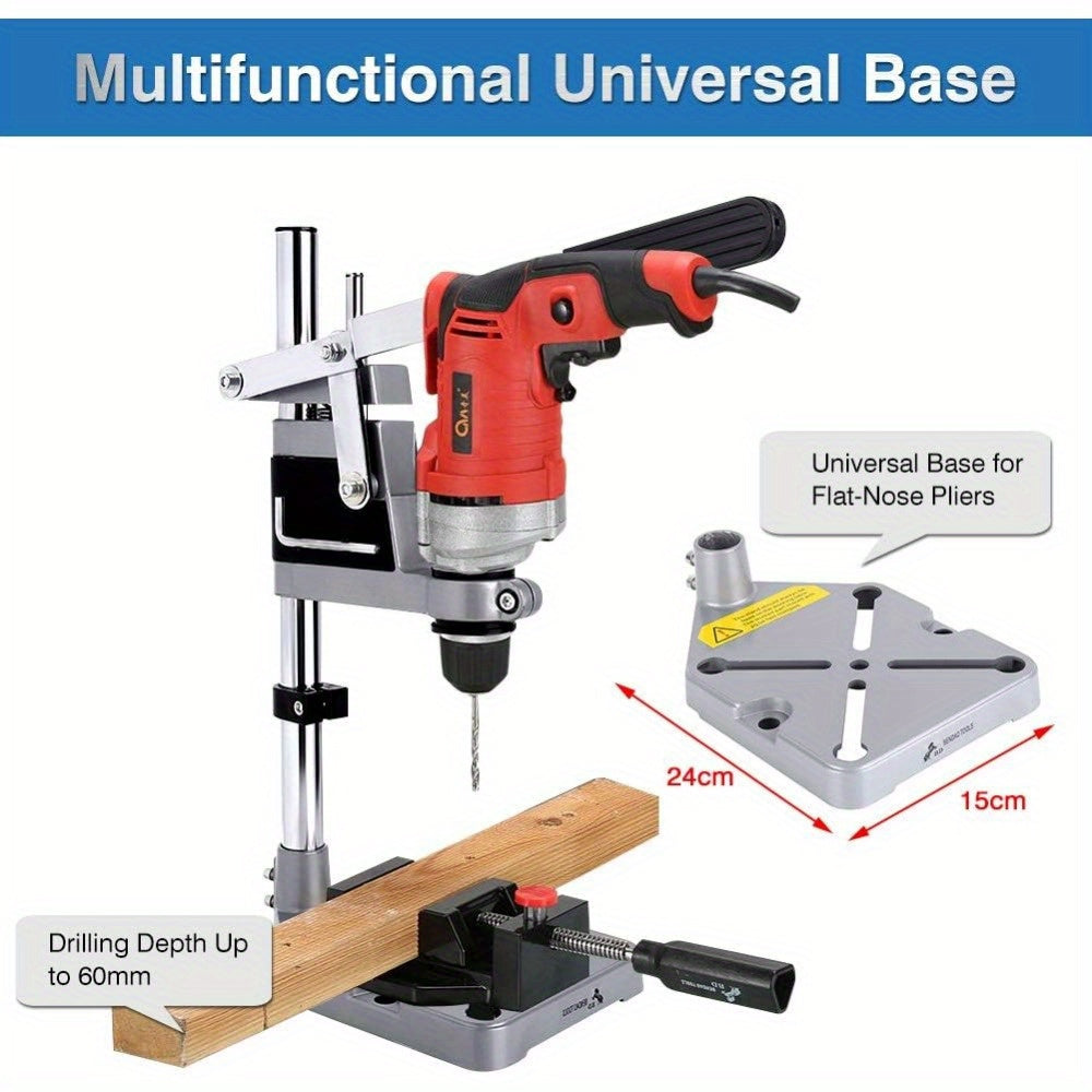 Drill Press Stand, Universal Bench Clamp Desktop Drill Holder Workbench Repair Tool with Single Hole Aluminum Heavy-duty Base