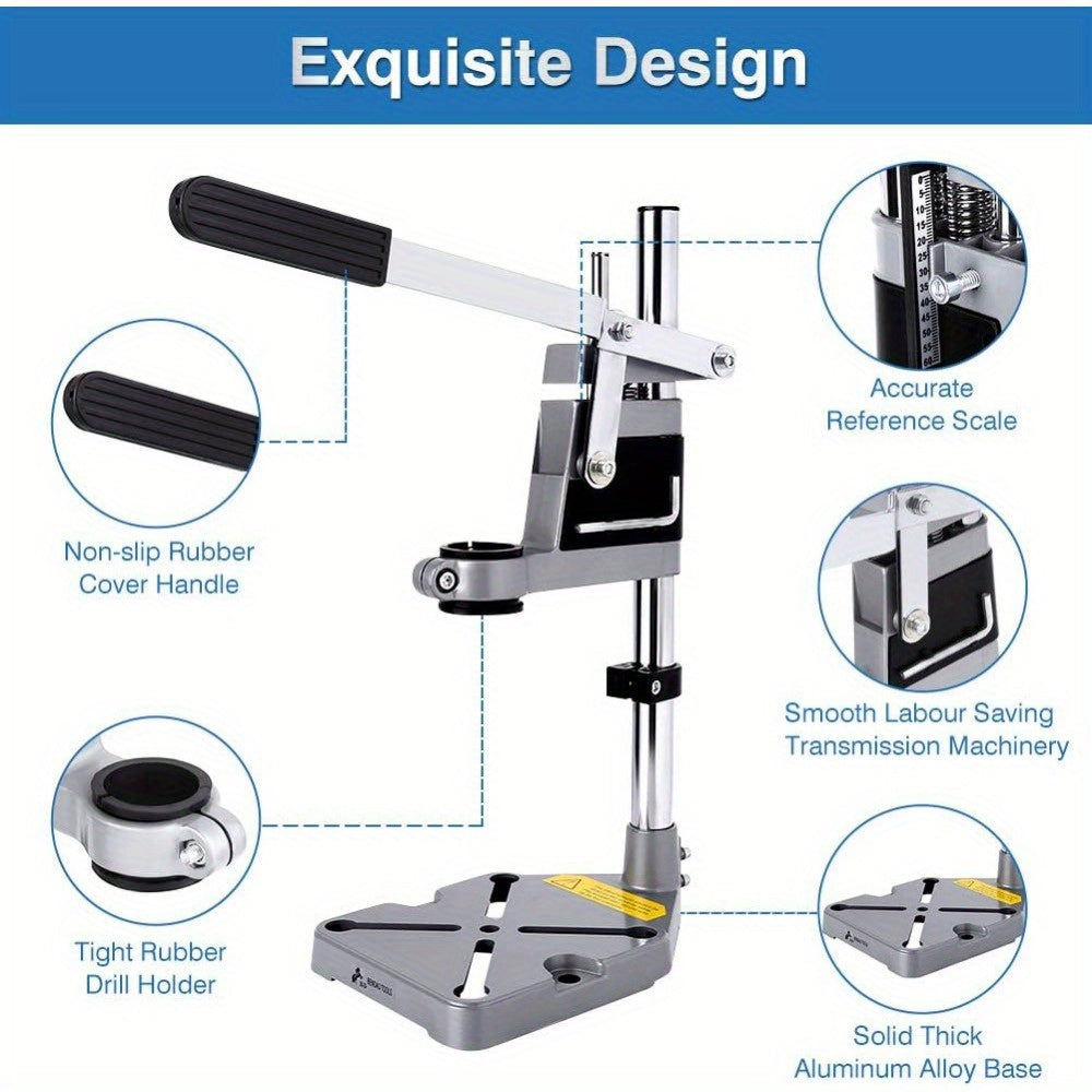 Drill Press Stand, Universal Bench Clamp Desktop Drill Holder Workbench Repair Tool with Single Hole Aluminum Heavy-duty Base