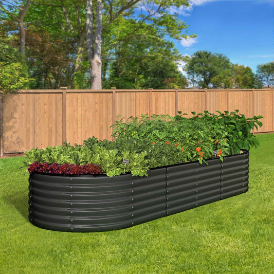 Raised Garden Bed Beds Kit Planter Oval Galvanised Steel 240cmX80cmX56cm