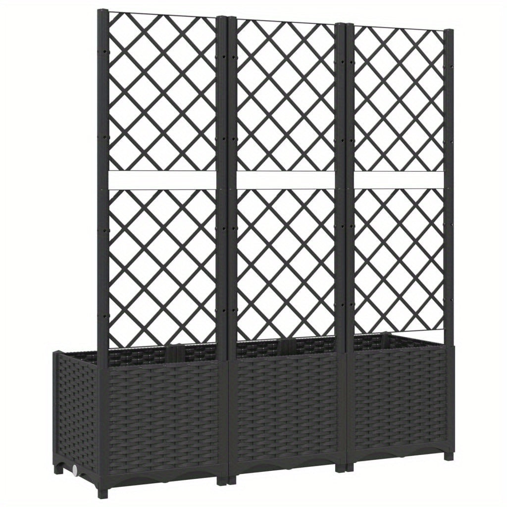 Vertical Garden Planter with Trellis Black 120x436 cm Outdoor Plant Holder and Climbing Support for Flowers and Vines