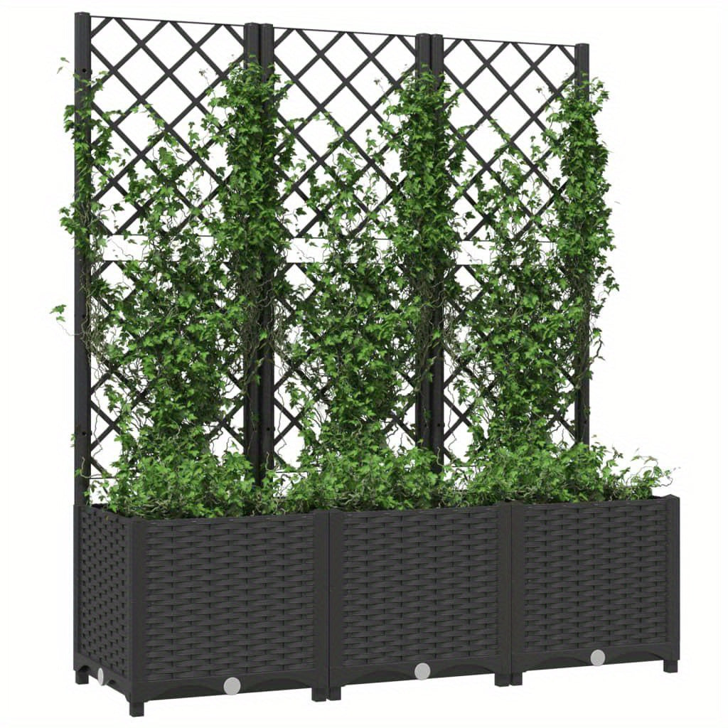 Vertical Garden Planter with Trellis Black 120x436 cm Outdoor Plant Holder and Climbing Support for Flowers and Vines