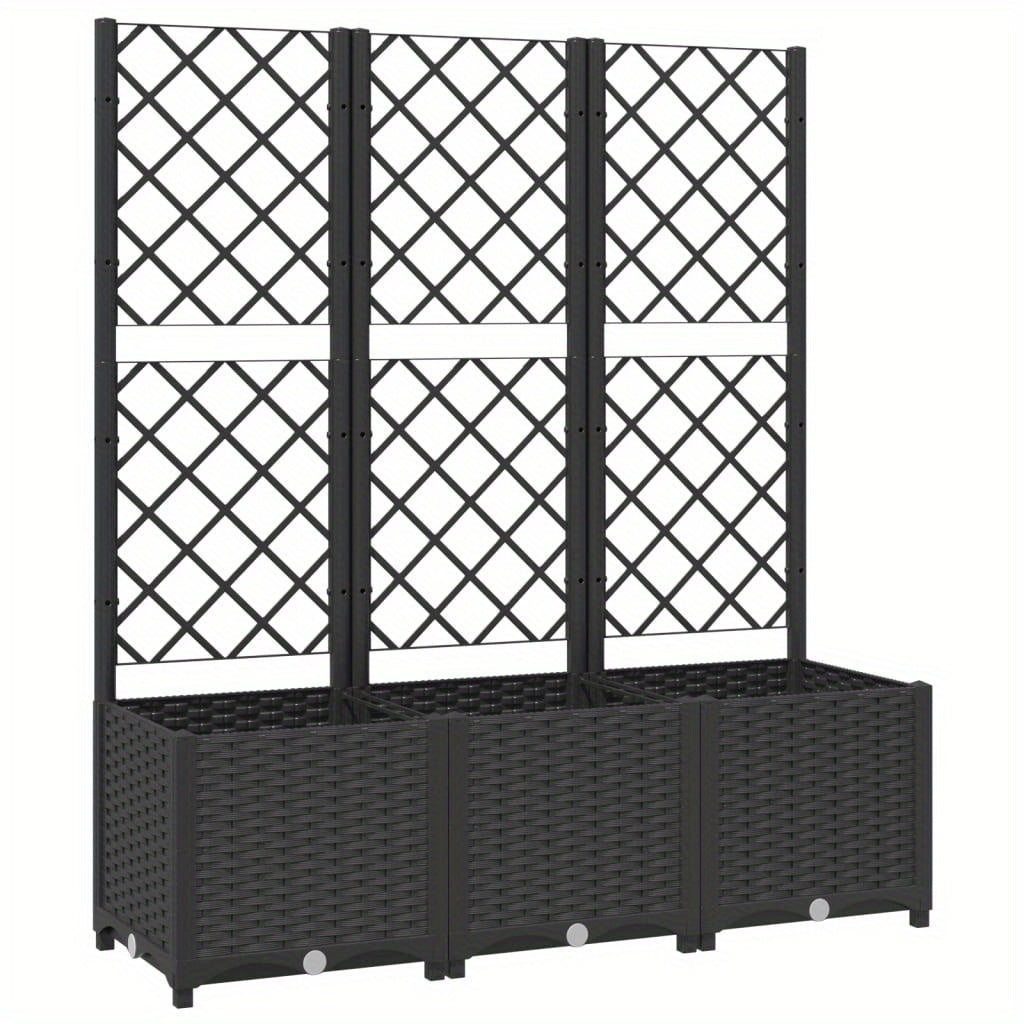 Vertical Garden Planter with Trellis Black 120x436 cm Outdoor Plant Holder and Climbing Support for Flowers and Vines